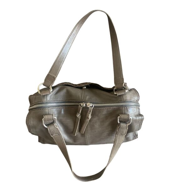Hobo Intl. Leather Shoulder Bag Soft Slouchy Double Strap & Zip Up Tassel Taupe - Picture 3 of 16
